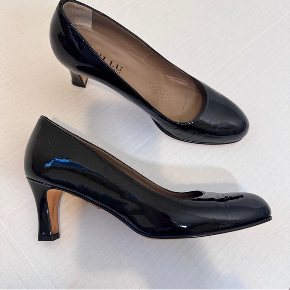Anyi Lu Black Patent Leather Pumps Heels Women’s 7 Classic Preppy Shoes - Picture 1 of 8